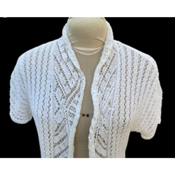 Chico’s Open Front Knit Cardigan High Neck Sz. 1 (Small) Lightweight Packable - Picture 3 of 8